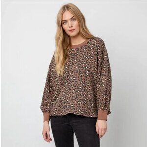 Rails Reeves Mountain Leopard Print Sweatshirt Small Q53